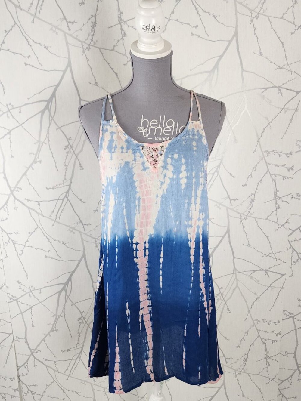Raviya Tie Dye Lace Panel Strappy Mini Dress
